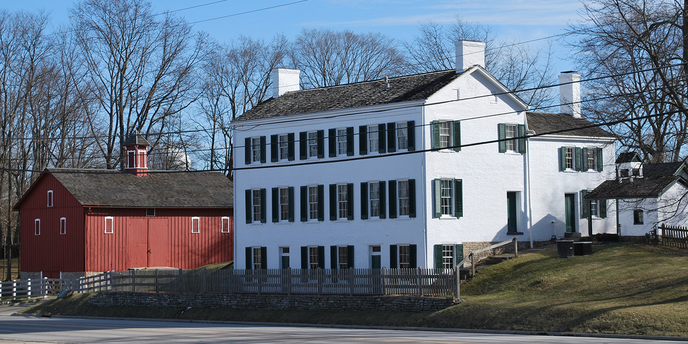 Huddleston House with red barn