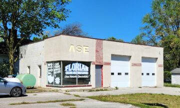 Historic Phillips 66 service station in Oxford, Benton County, Indiana.