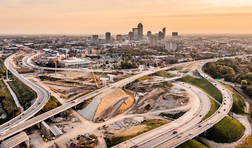 Indianapolis Interstate interchange construction